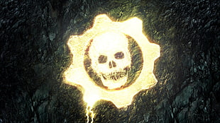 white skull logo, video games, Gears of War, skull