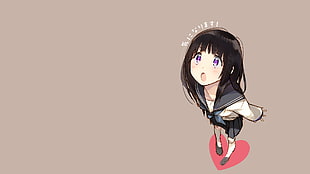 female anime character on brown background