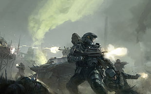 Halo Master Chief, Halo, war, Spartans, concept art HD wallpaper