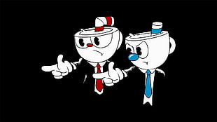 two white teacups illustration, Cuphead (Video Game), Pulp Fiction, humor