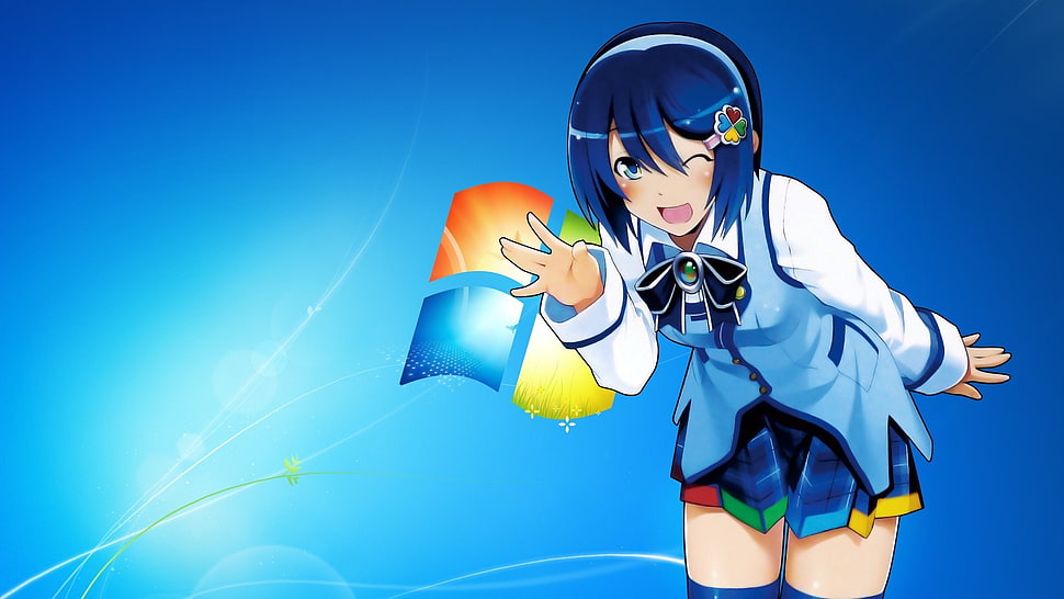 Microsoft home screen with anime HD wallpaper