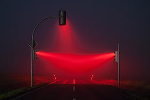 gray traffic light wallpaper, traffic lights, lights, mist, red HD wallpaper