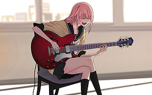 anime character playing guitar