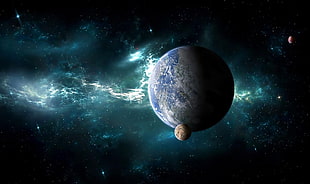 Earth and Planets digital wallpaper
