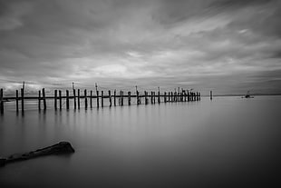 gray scale photography body of water