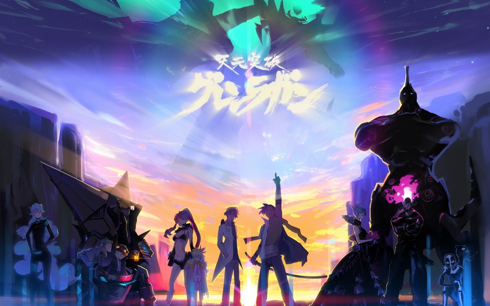 group of anime character wallpaper, Tengen Toppa Gurren Lagann, anime, Littner Yoko, Simon