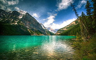body of water, landscape, lake, mountains
