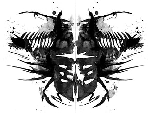 white and black abstract painting, Dead Space, video games, Rorschach test