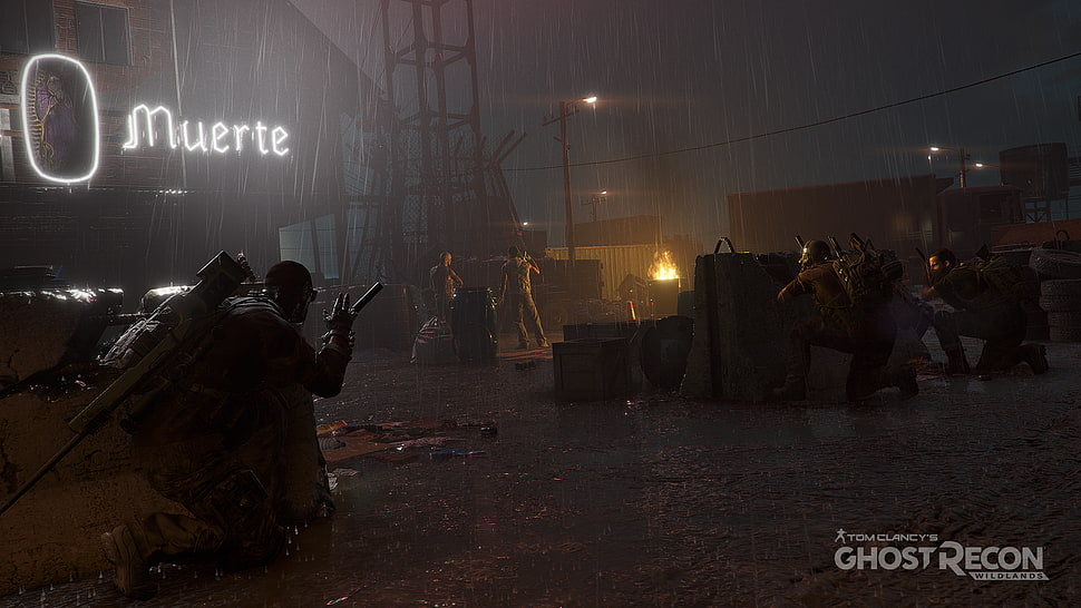 Tom Clancy's Ghost Recon game, Tom Clancy's, rain, night, Enemy HD wallpaper