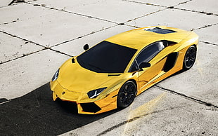 gold Lamborghini sports coupe, car, Lamborghini, yellow cars, vehicle