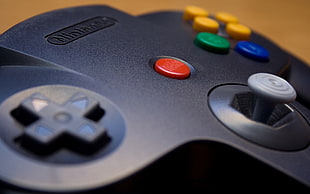 black gaming controller, Nintendo 64, video games, Nintendo, controllers