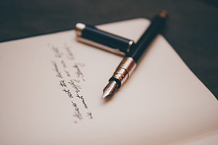 black and gray fountain pen, photography, effects, pens, letter HD wallpaper