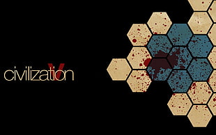 Civilization text on black background, Sid Meier's Civilization V, minimalism, blood stains, video games
