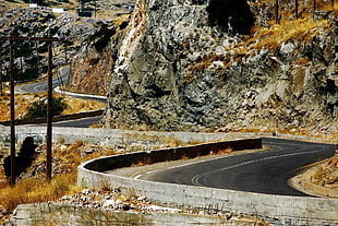 road near rocky mouintain HD wallpaper