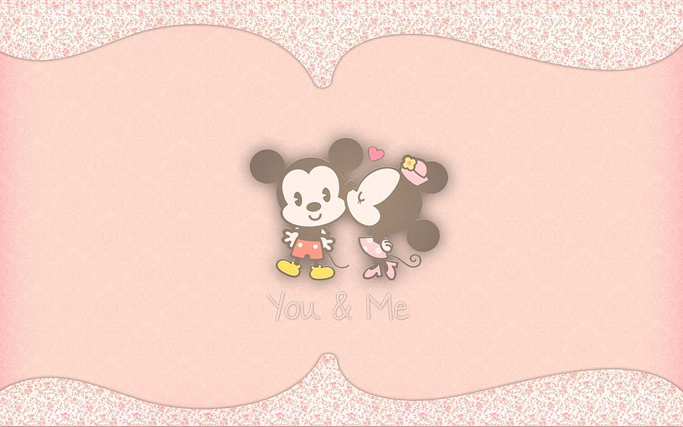 Mickey Mouse and Minnie Mouse you and me illustration, love, Mickey Mouse, Minnie Mouse, artwork HD wallpaper