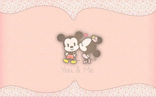Mickey Mouse and Minnie Mouse you and me illustration, love, Mickey Mouse, Minnie Mouse, artwork