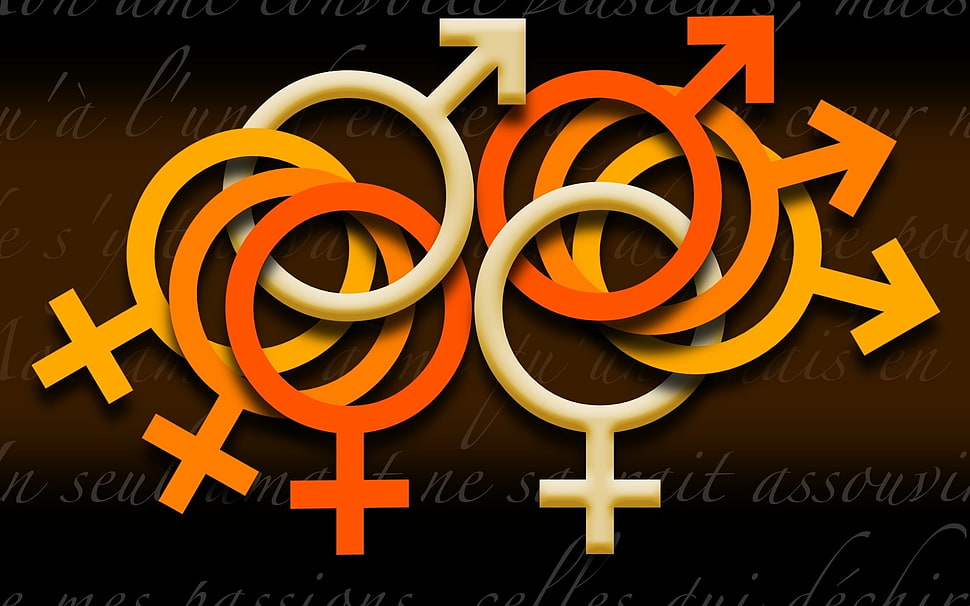 orange Molecules logo illustration HD wallpaper