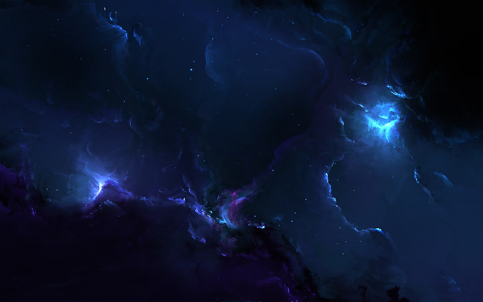 blue and purple nebula wallpaper, galaxy, Starkiteckt, space art, nebula HD wallpaper