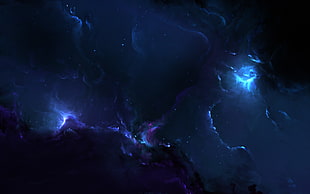 blue and purple nebula wallpaper, galaxy, Starkiteckt, space art, nebula HD wallpaper