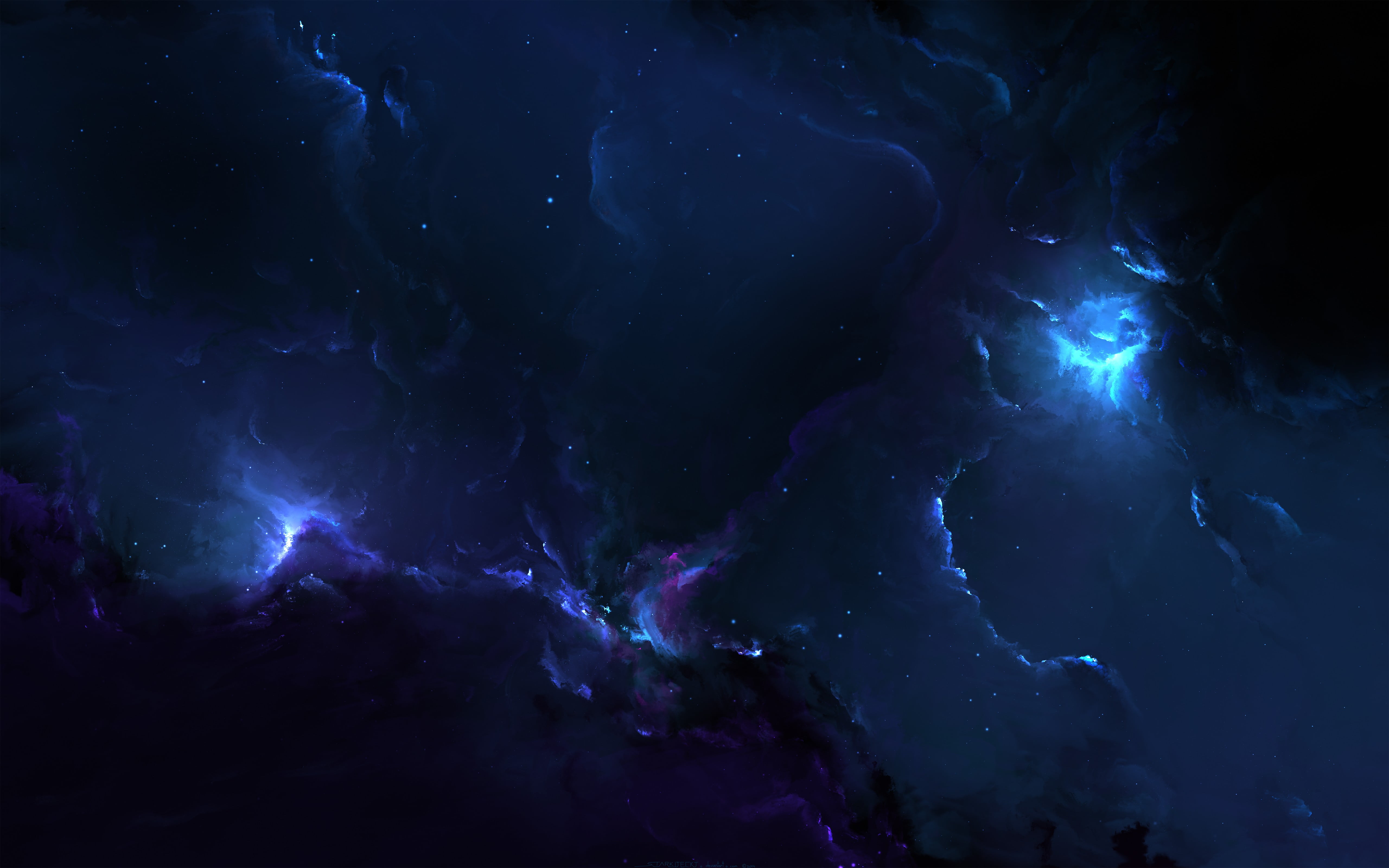 blue and purple nebula wallpaper, galaxy, Starkiteckt, space art, nebula