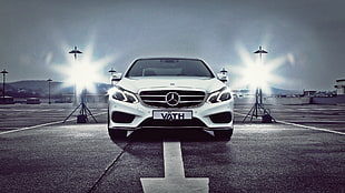 white Mercedes-Benz car, Mercedes Benz, Mercedes-Benz E-Class, photography, car