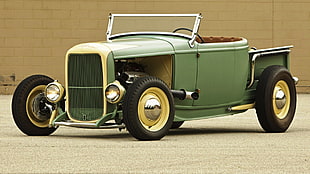 vintage green car, car