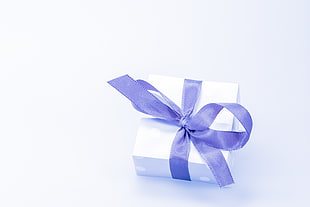 white and purple gift box