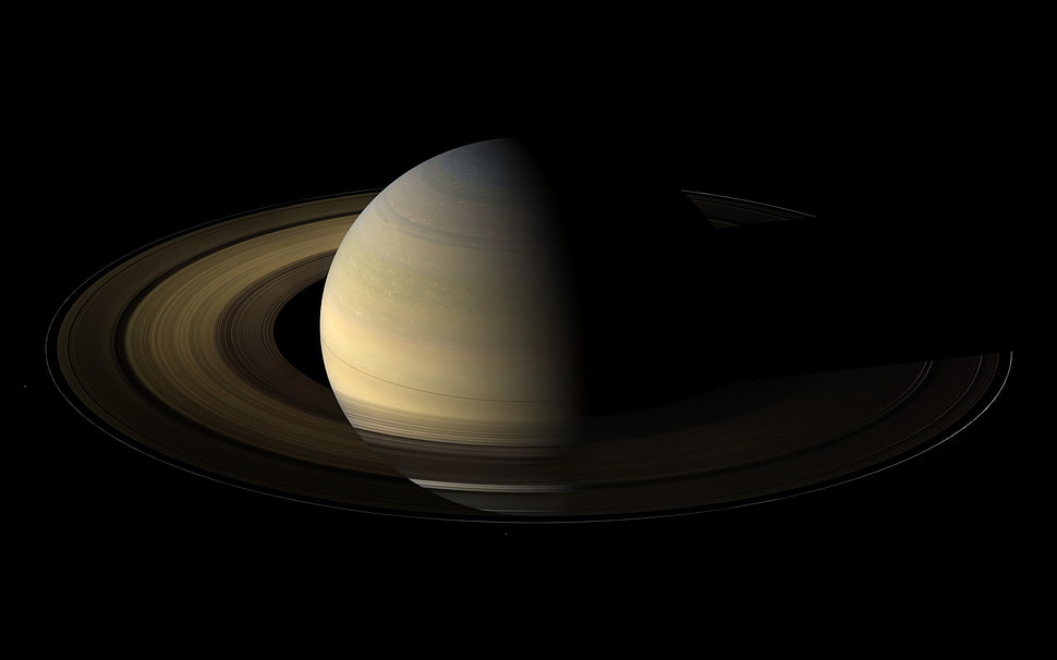gray planet illustration, planet, space, Saturn, space art HD wallpaper
