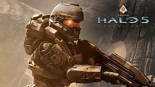 Halo 5 Guardians digital wallpaper, Halo 5, machine gun, Holly Tanaka
