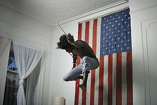 U.S.A flag, American flag, Gorillaz, music, drums HD wallpaper