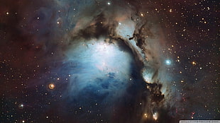 brown and blue nebula, space