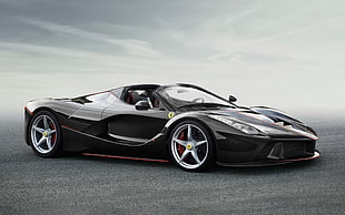 black Ferrari supercar HD wallpaper