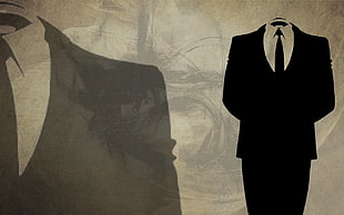 men's black suit, Anonymous HD wallpaper