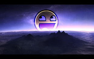 Emoticon illustration, horizon, memes, awesome face, mountains HD wallpaper