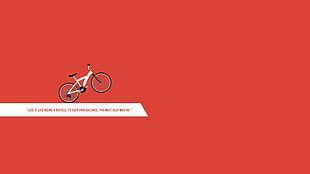 red background with text overlay, red, quote, bicycle