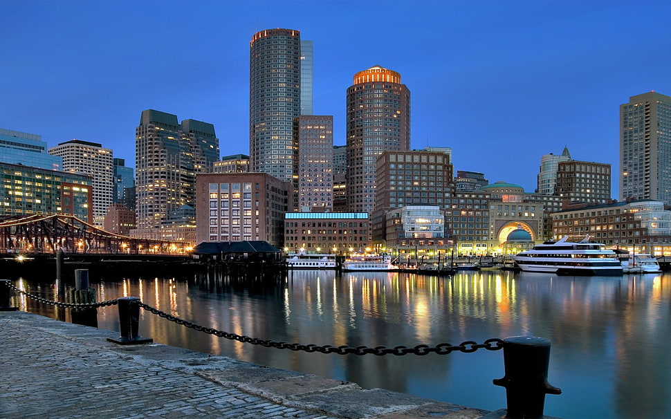 brown metal chain, cityscape, Boston, USA, city HD wallpaper