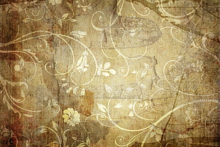 brown and beige floral abstract painting