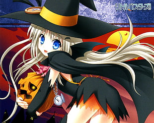 digital illustration of yellow-haired female witch character