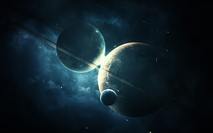 two brown planet digital wallpaper, space, planet