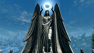 angel statue digital wallpaper, The Elder Scrolls V: Skyrim, video games, RPG