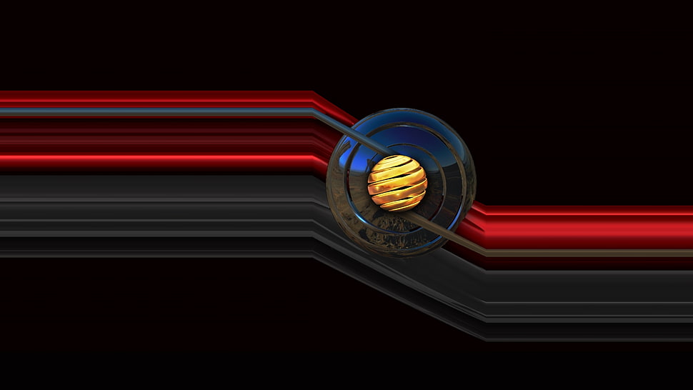 red, gray, and black lines logo HD wallpaper