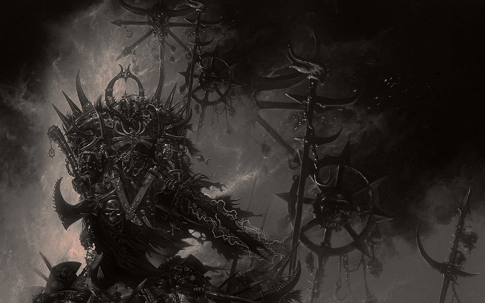grayscale photo of warrior HD wallpaper
