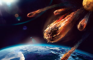 animated illustration of meteors to earth