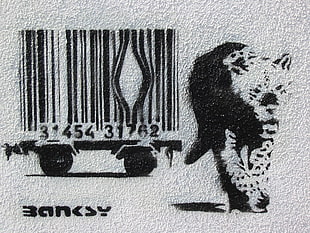 3145431762 barcode, Banksy, graffiti, leopard HD wallpaper