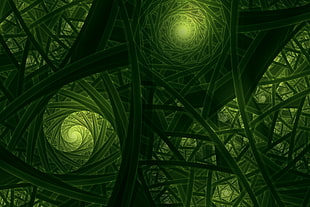 green and black abstract illustration HD wallpaper