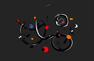 black and red corded headphones, artwork, abstract