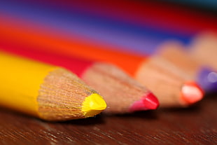 selective focus of yellow color pencil