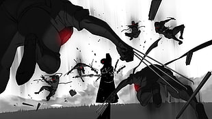 black anime illustration, fighting, anime, artwork, Full Metal Daemon: Muramasa HD wallpaper