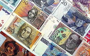 assorted banknotes, money