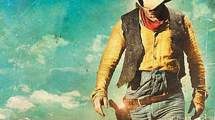 cowboy in black vest and brown shirt wallpaper HD wallpaper
